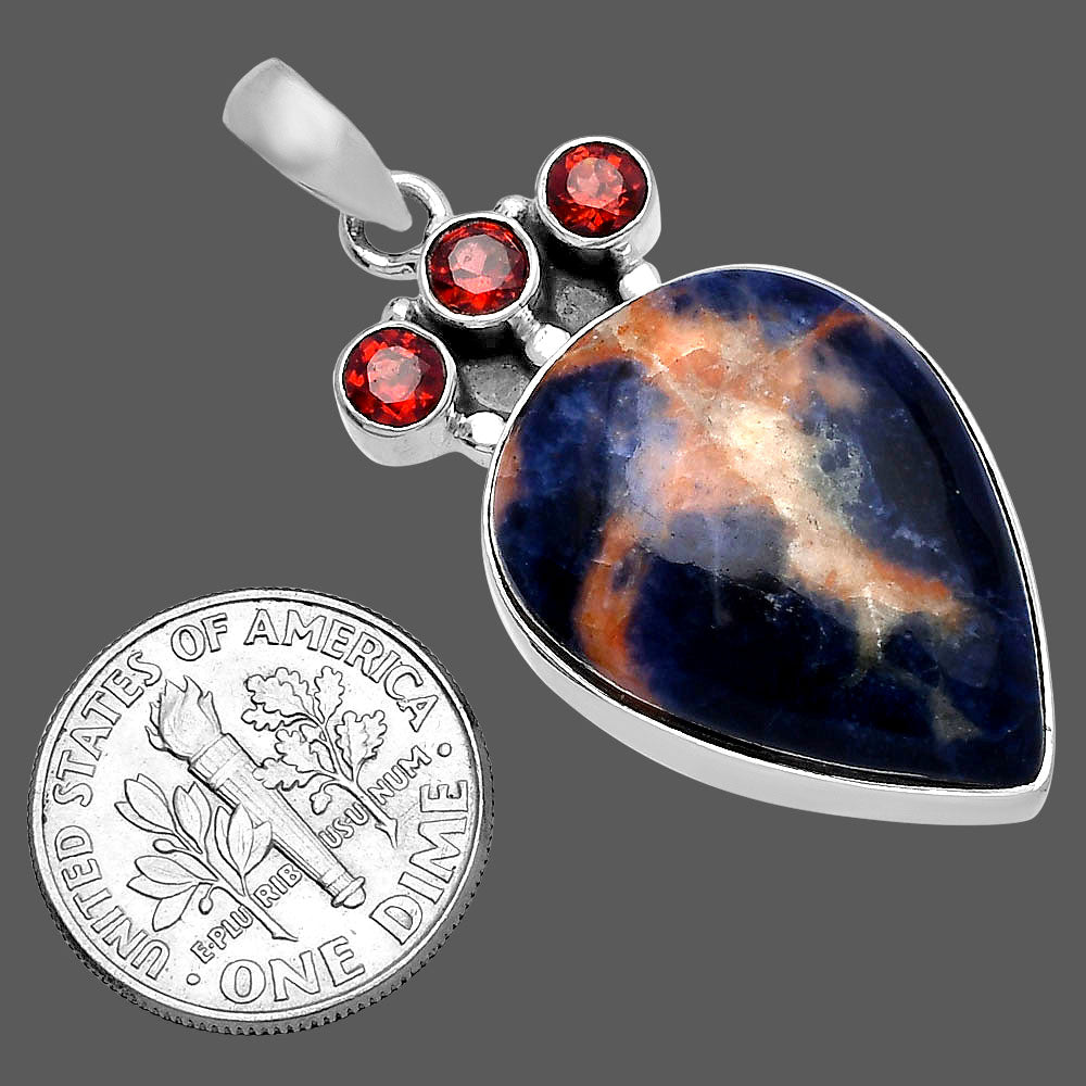 Natural Sodalite & Garnet Pendant P-1120 SDP145340