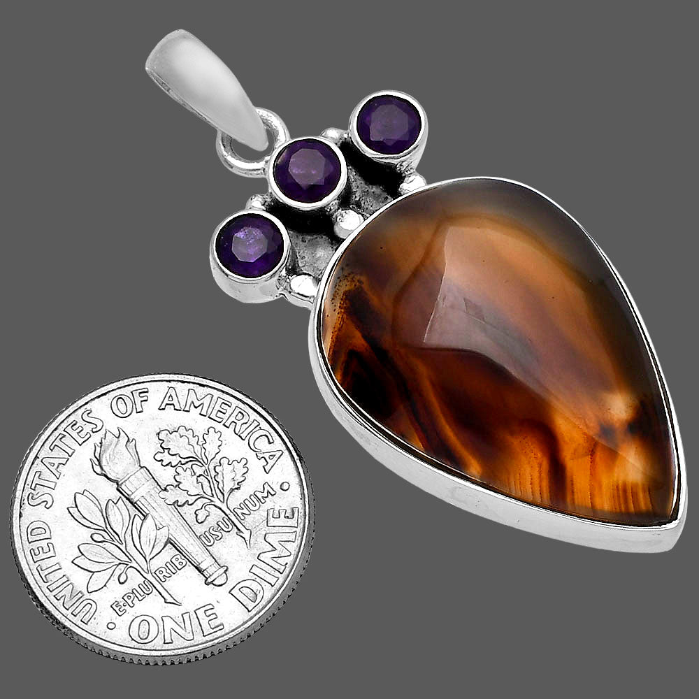 Montana Agate - USA & Amethyst Pendant P-1120 SDP145345