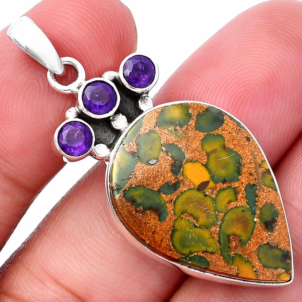 Natural Bamboo Jasper & Amethyst Pendant P-1120 SDP145348