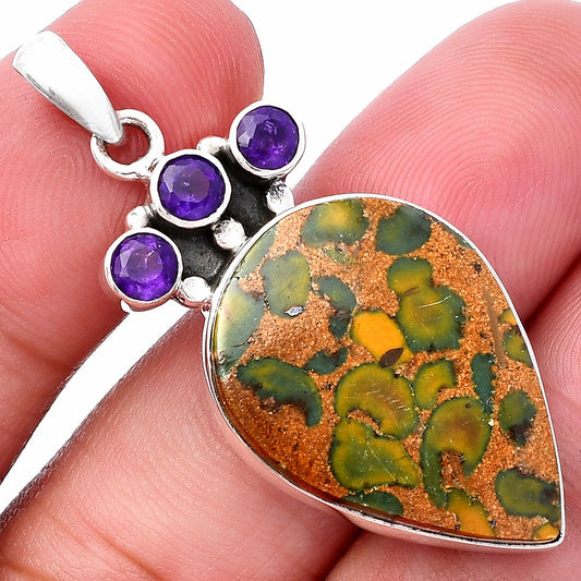 Natural Bamboo Jasper & Amethyst Pendant P-1120 SDP145348