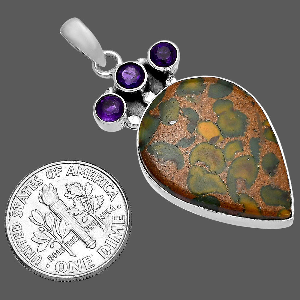 Natural Bamboo Jasper & Amethyst Pendant P-1120 SDP145348
