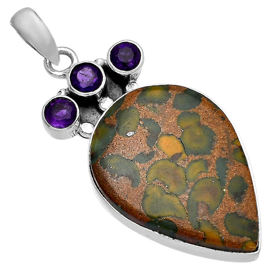 Natural Bamboo Jasper & Amethyst Pendant P-1120 SDP145348