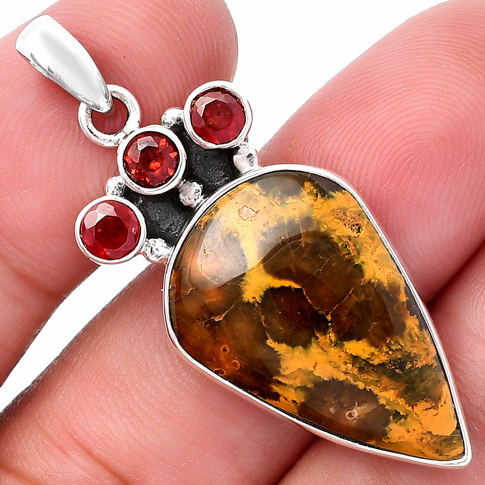Ocean Jasper - Madagascar & Garnet Pendant P-1120 SDP145351
