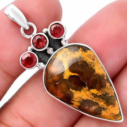 Ocean Jasper - Madagascar & Garnet Pendant P-1120 SDP145351