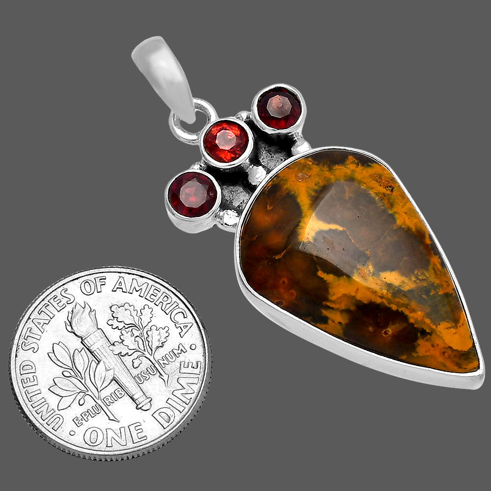 Ocean Jasper - Madagascar & Garnet Pendant P-1120 SDP145351