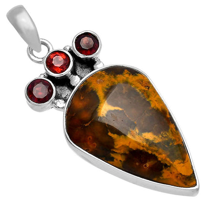 Ocean Jasper - Madagascar & Garnet Pendant P-1120 SDP145351