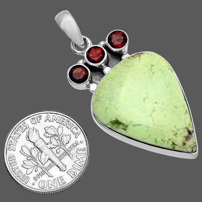 Natural Lemon Chrysoprase & Garnet Pendant P-1120 SDP145353