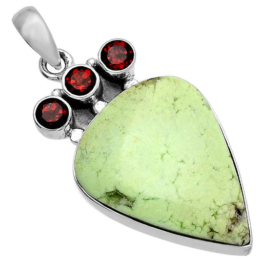 Natural Lemon Chrysoprase & Garnet Pendant P-1120 SDP145353