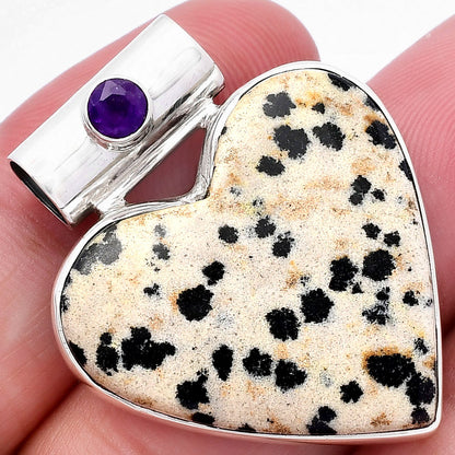Heart - Natural Dalmatian & Amethyst Pendant P-1300 SDP145360