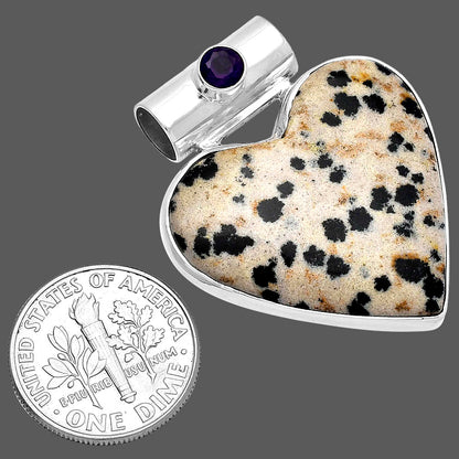 Heart - Natural Dalmatian & Amethyst Pendant P-1300 SDP145360