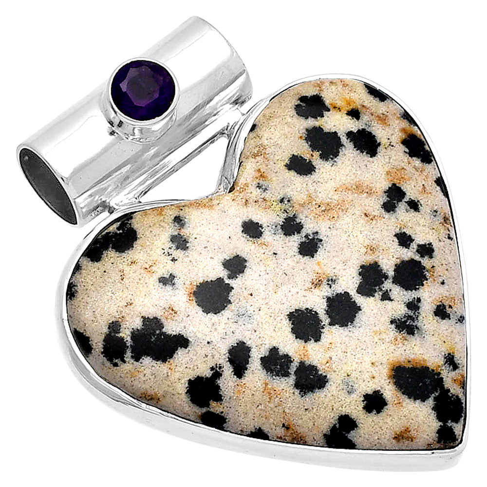 Heart - Natural Dalmatian & Amethyst Pendant P-1300 SDP145360