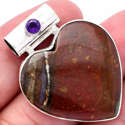 Heart - Red Moss Agate & Amethyst Pendant P-1300 SDP145368