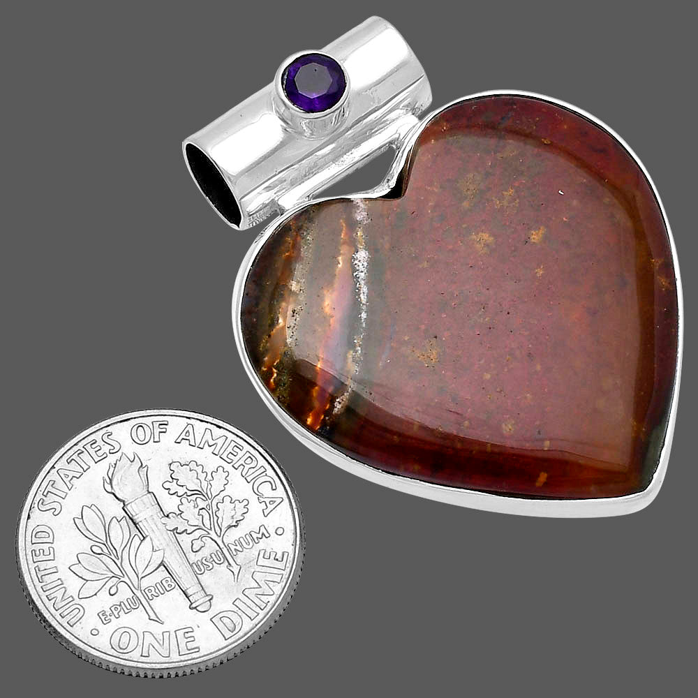 Heart - Red Moss Agate & Amethyst Pendant P-1300 SDP145368