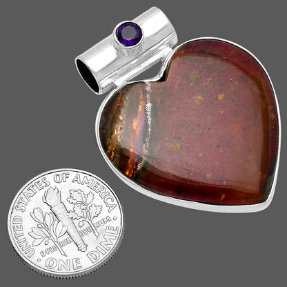 Heart - Red Moss Agate & Amethyst Pendant P-1300 SDP145368