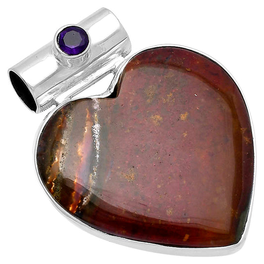 Heart - Red Moss Agate & Amethyst Pendant P-1300 SDP145368
