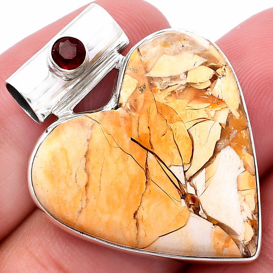 Heart - Brecciated Mookaite & Garnet Pendant P-1300 SDP145372