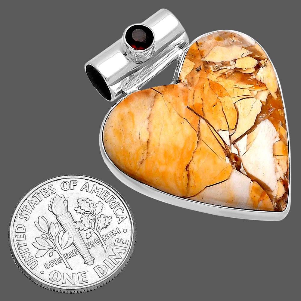 Heart - Brecciated Mookaite & Garnet Pendant P-1300 SDP145372