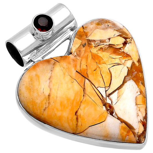 Heart - Brecciated Mookaite & Garnet Pendant P-1300 SDP145372