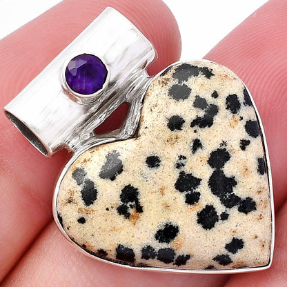 Heart - Natural Dalmatian & Amethyst Pendant P-1300 SDP145376