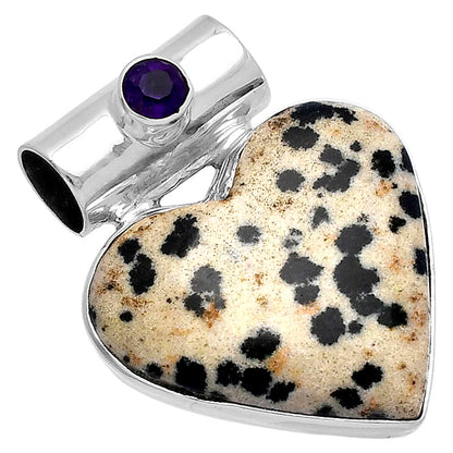 Heart - Natural Dalmatian & Amethyst Pendant P-1300 SDP145376