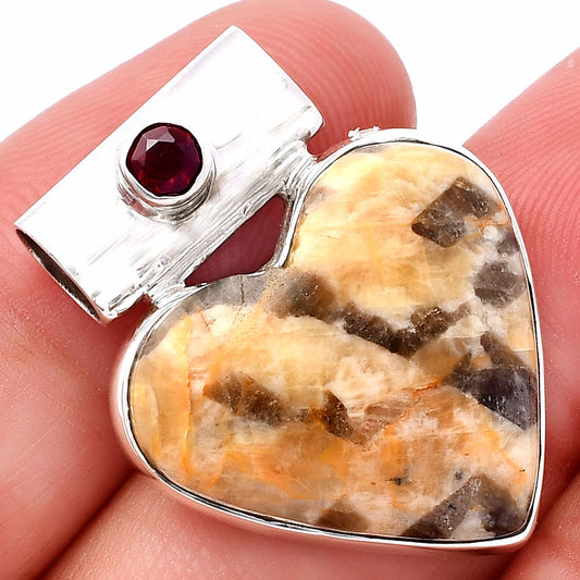 Heart - Natural Cobra Jasper & Garnet Pendant P-1300 SDP145381