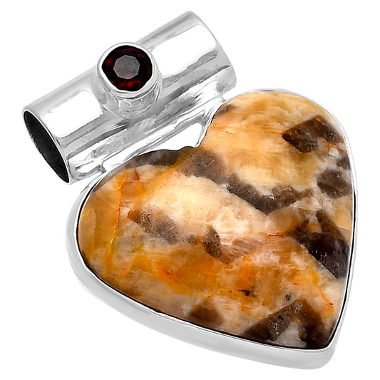 Heart - Natural Cobra Jasper & Garnet Pendant P-1300 SDP145381