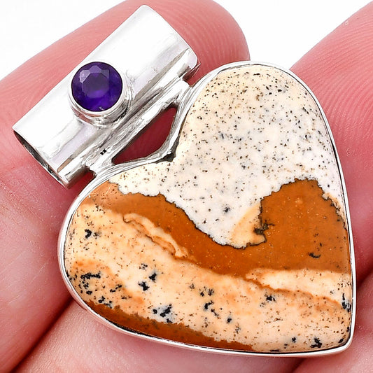 Heart - Picture Jasper & Amethyst Pendant P-1300 SDP145383