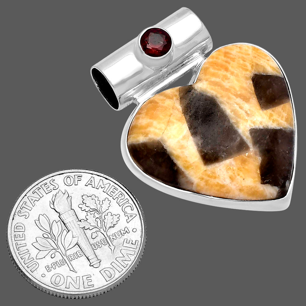 Heart - Natural Cobra Jasper & Garnet Pendant P-1300 SDP145388