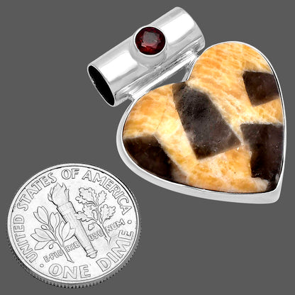 Heart - Natural Cobra Jasper & Garnet Pendant P-1300 SDP145388