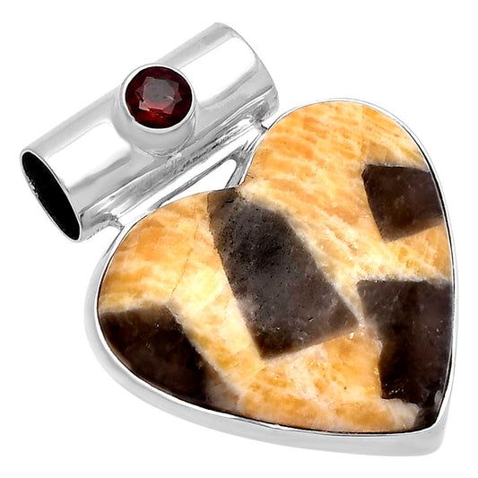 Heart - Natural Cobra Jasper & Garnet Pendant P-1300 SDP145388