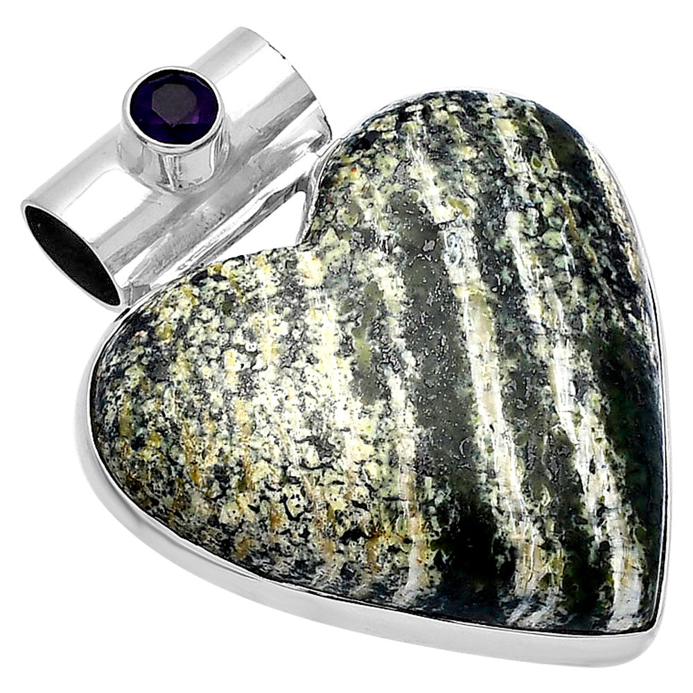 Heart - Natural Chrysotile & Amethyst Pendant P-1300 SDP145394