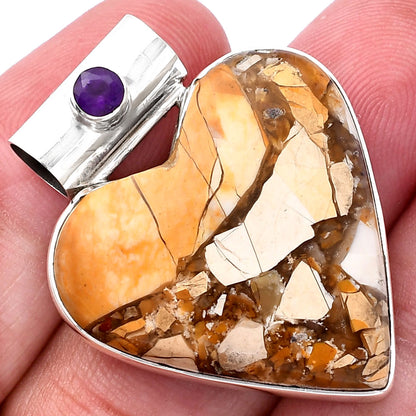 Heart Brecciated Mookaite & Amethyst Pendant P-1300 SDP145405