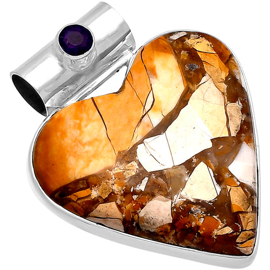 Heart Brecciated Mookaite & Amethyst Pendant P-1300 SDP145405