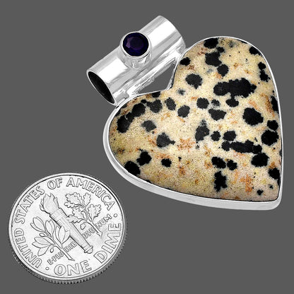 Heart - Natural Dalmatian & Amethyst Pendant P-1300 SDP145407