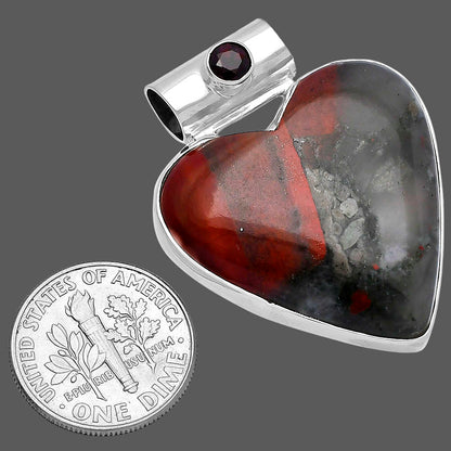 Heart Australian Blood Stone & Garnet Pendant P-1300 SDP145409