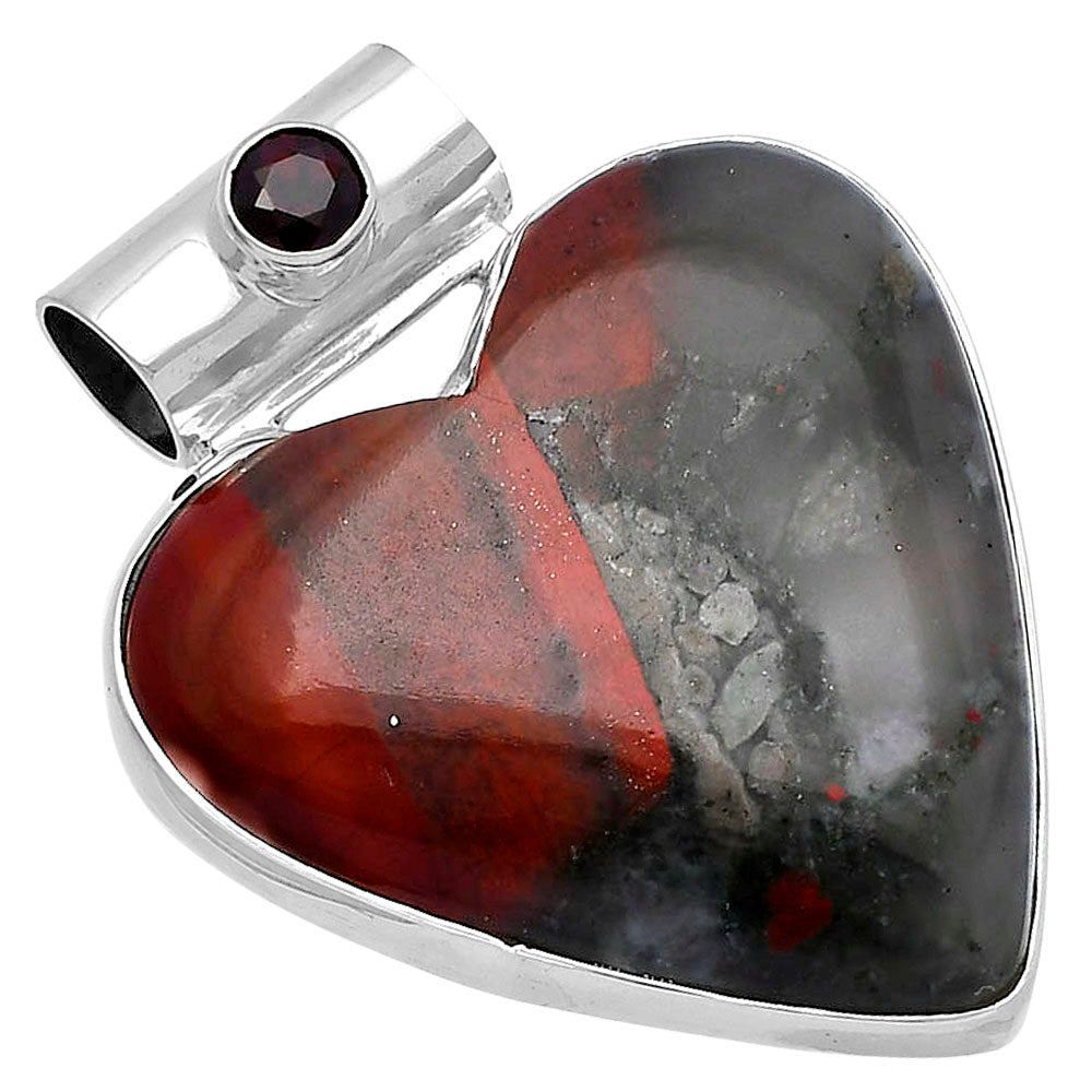 Heart Australian Blood Stone & Garnet Pendant P-1300 SDP145409