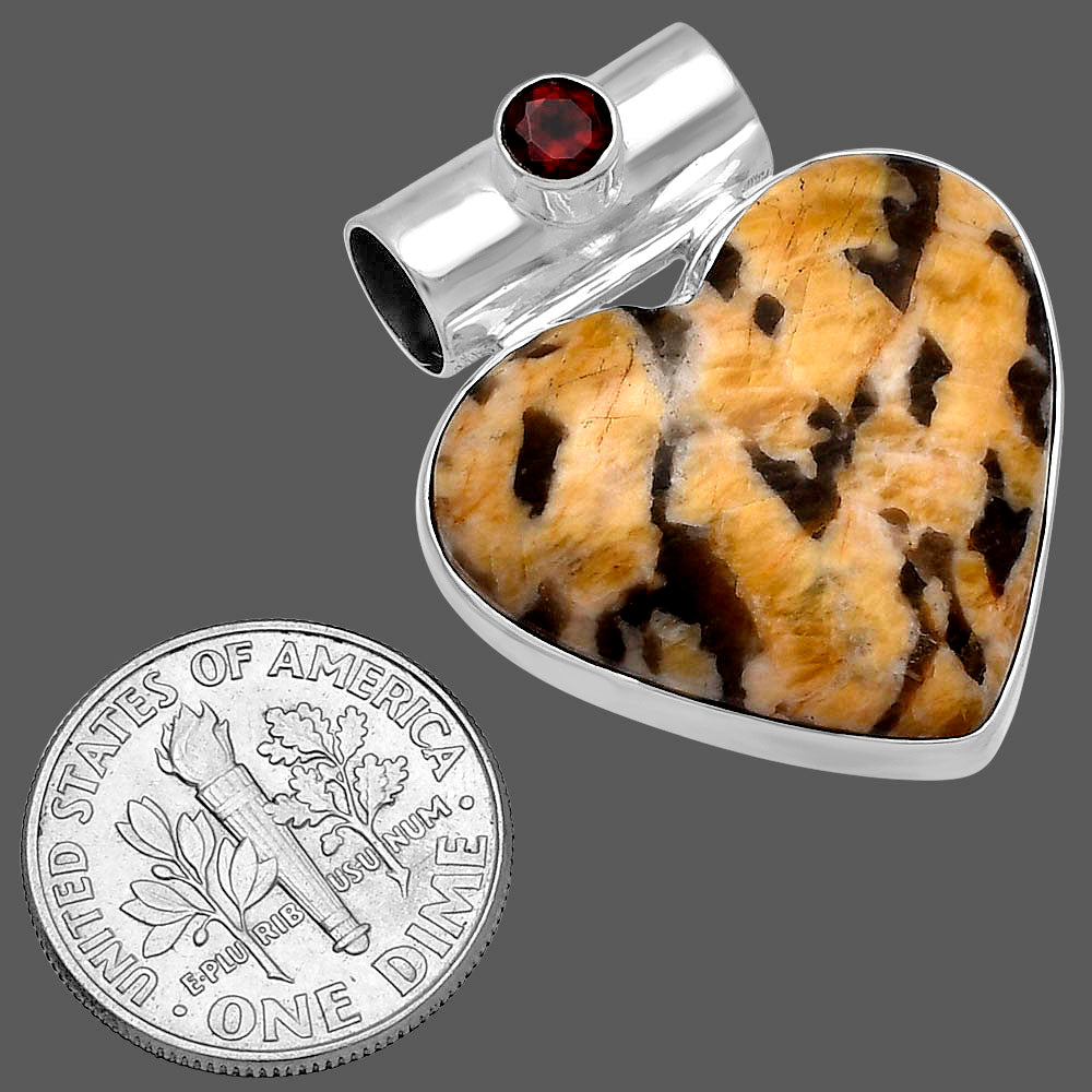 Heart - Natural Cobra Jasper & Garnet Pendant P-1300 SDP145413