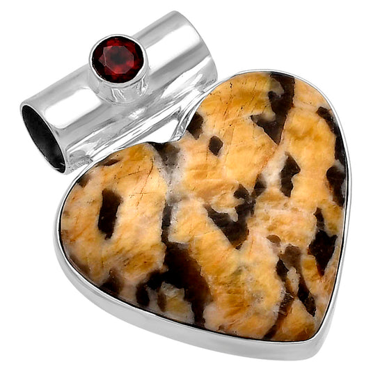 Heart - Natural Cobra Jasper & Garnet Pendant P-1300 SDP145413