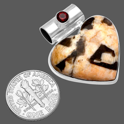 Heart - Natural Cobra Jasper & Garnet Pendant P-1300 SDP145415