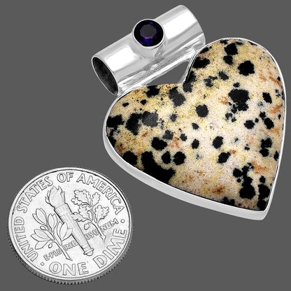 Heart - Natural Dalmatian & Amethyst Pendant P-1300 SDP145425