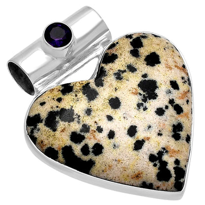 Heart - Natural Dalmatian & Amethyst Pendant P-1300 SDP145425
