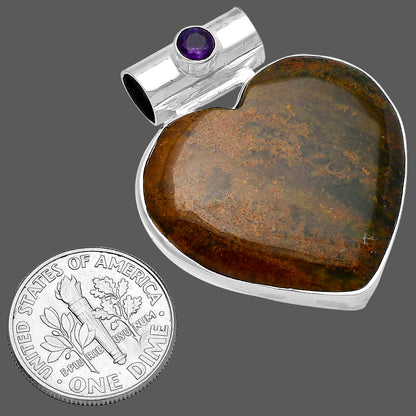 Heart - Red Moss Agate & Amethyst Pendant P-1300 SDP145426