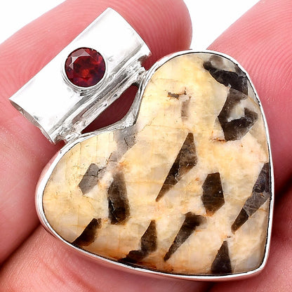 Heart - Natural Cobra Jasper & Garnet Pendant P-1300 SDP145429