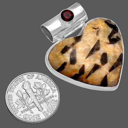 Heart - Natural Cobra Jasper & Garnet Pendant P-1300 SDP145429