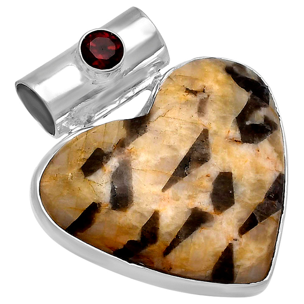 Heart - Natural Cobra Jasper & Garnet Pendant P-1300 SDP145429