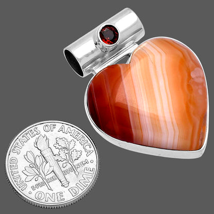 Heart - Lake Superior Agate & Garnet Pendant P-1300 SDP145445