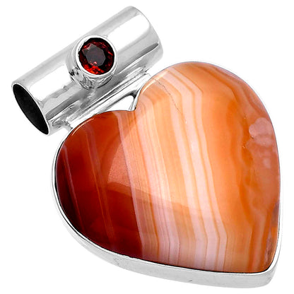 Heart - Lake Superior Agate & Garnet Pendant P-1300 SDP145445