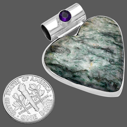 Heart Tree Weed Moss Agate & Amethyst Pendant P-1300 SDP145456