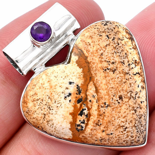 Heart - Picture Jasper & Amethyst Pendant P-1300 SDP145457