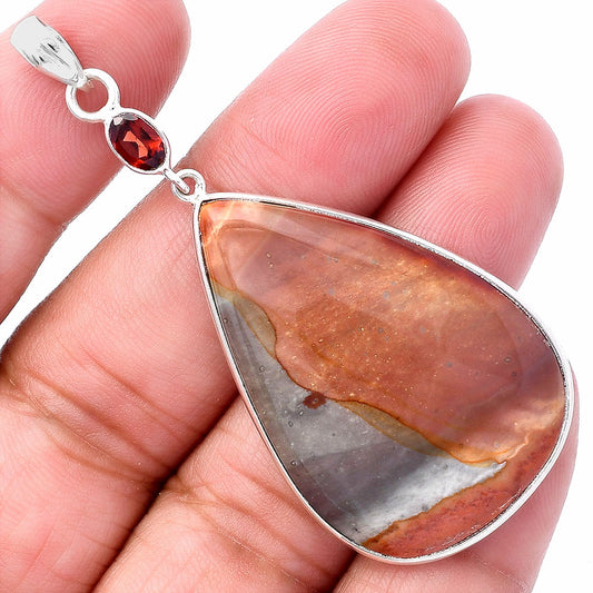 Natural Polygram Jasper & Garnet Pendant P-1098 SDP145546